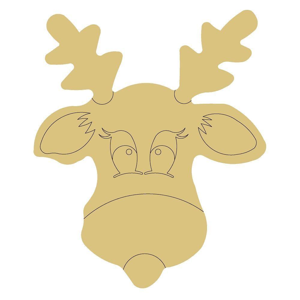 Design By Line Reindeer MDF Cutout Silhouette Style 1 - Unfinished For DIY