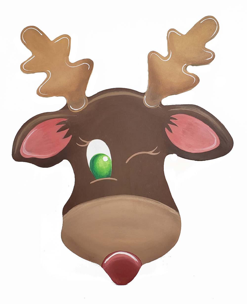 Design By Line Reindeer Head MDF Cutout Winking - Unfinished For DIY