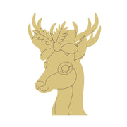 Design By Line Deer Head MDF Cutout Floral Crown Reindeer - Unfinished For DIY