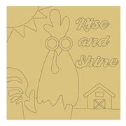 Design By Line Square MDF Cutout Rise And Shine Rooster Silhouette With Barn Scene - Unfinished For DIY