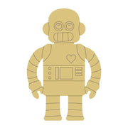 Design By Line Robot MDF Cutout Heart On Chest Panel Details - Unfinished For DIY