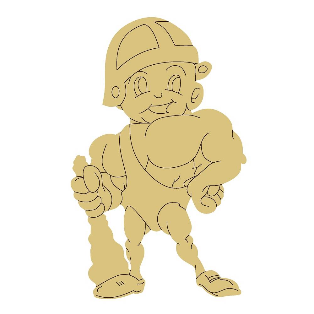 Design By Line Football Player MDF Cutout Cartoon Character - Unfinished For DIY