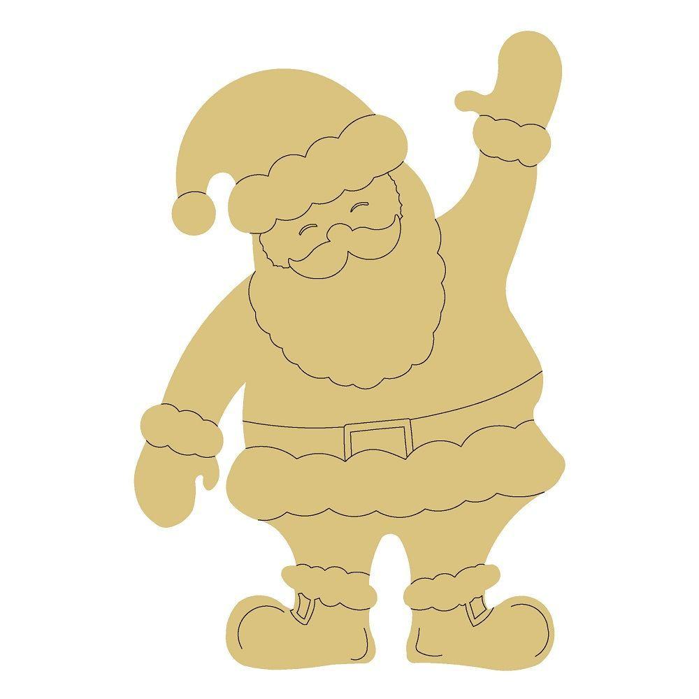 Design By Line Santa MDF Cutout Waving Silhouette - Unfinished For DIY