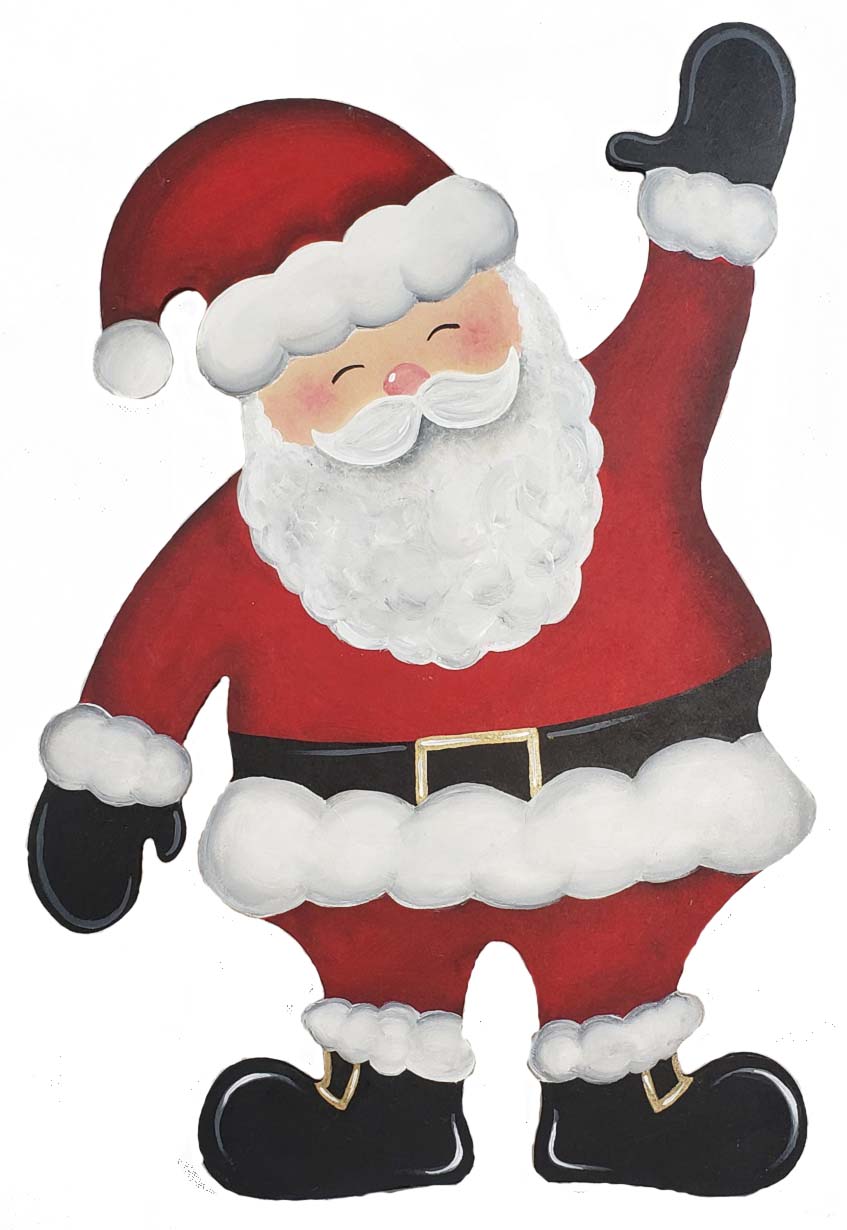Design By Line Santa MDF Cutout Waving Silhouette - Unfinished For DIY