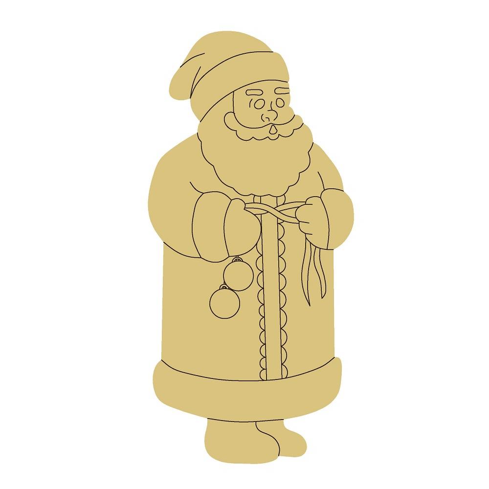 Design By Line Shelf Sitter MDF Cutout Santa Claus With Ornaments - Unfinished For DIY