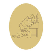 Design By Line Oval MDF Cutout Santa At Desk With Quill And Candle - Unfinished For DIY