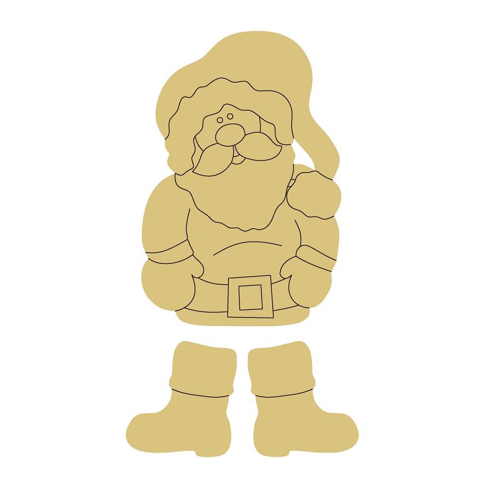 Design By Line Santa MDF Cutout With Boots - Unfinished For DIY