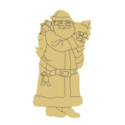 Design By Line Standing Santa MDF Cutout With Gift - Unfinished For DIY