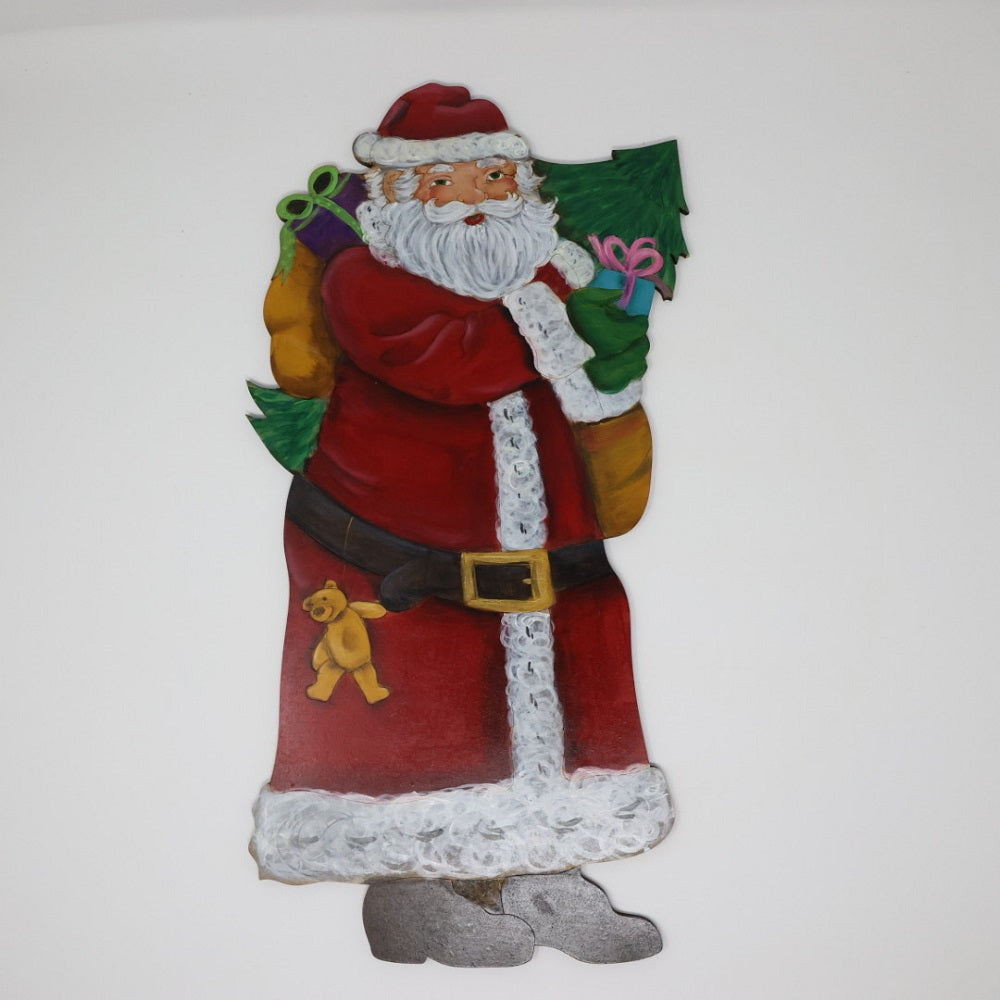 Design By Line Standing Santa MDF Cutout With Gift - Unfinished For DIY