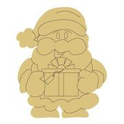Design By Line Santa MDF Cutout Holding Gift - Unfinished For DIY
