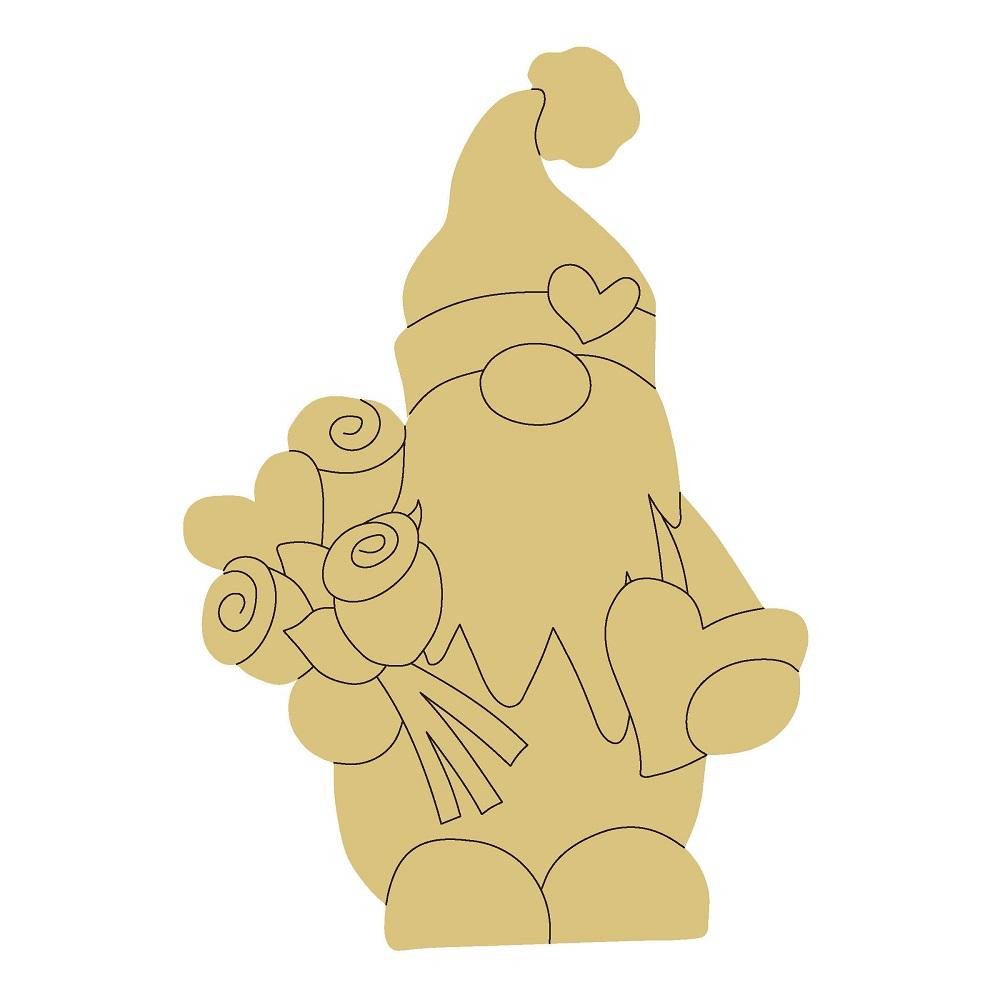 Design By Line Gnome MDF Cutout Bouquet Of Roses And Heart - Unfinished For DIY