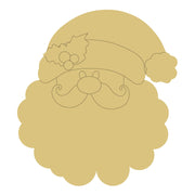 3D Santa Face MDF Cutout With Hat And Holly - Unfinished For DIY