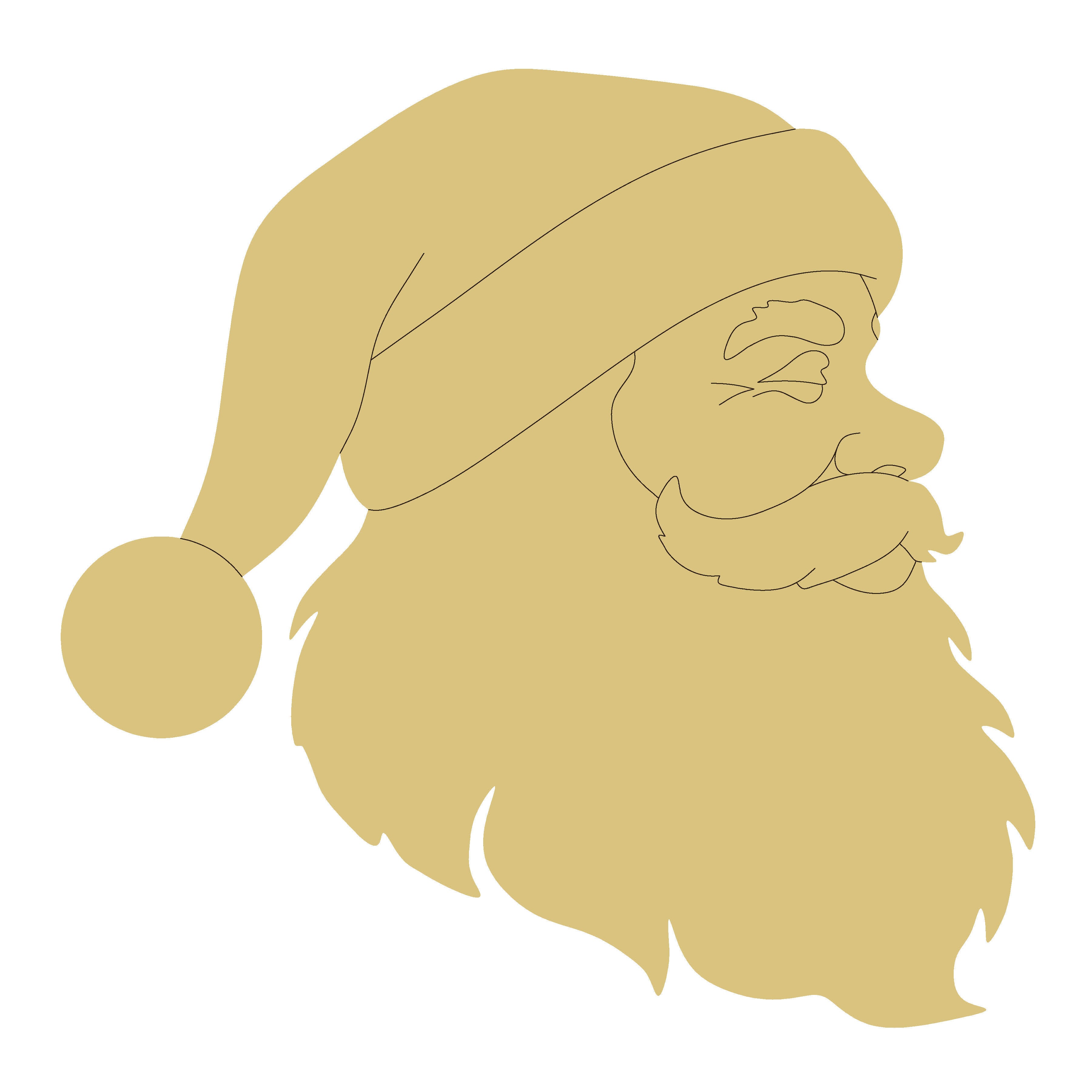 Design By Line Santa Head MDF Cutout Silhouette - Unfinished For DIY