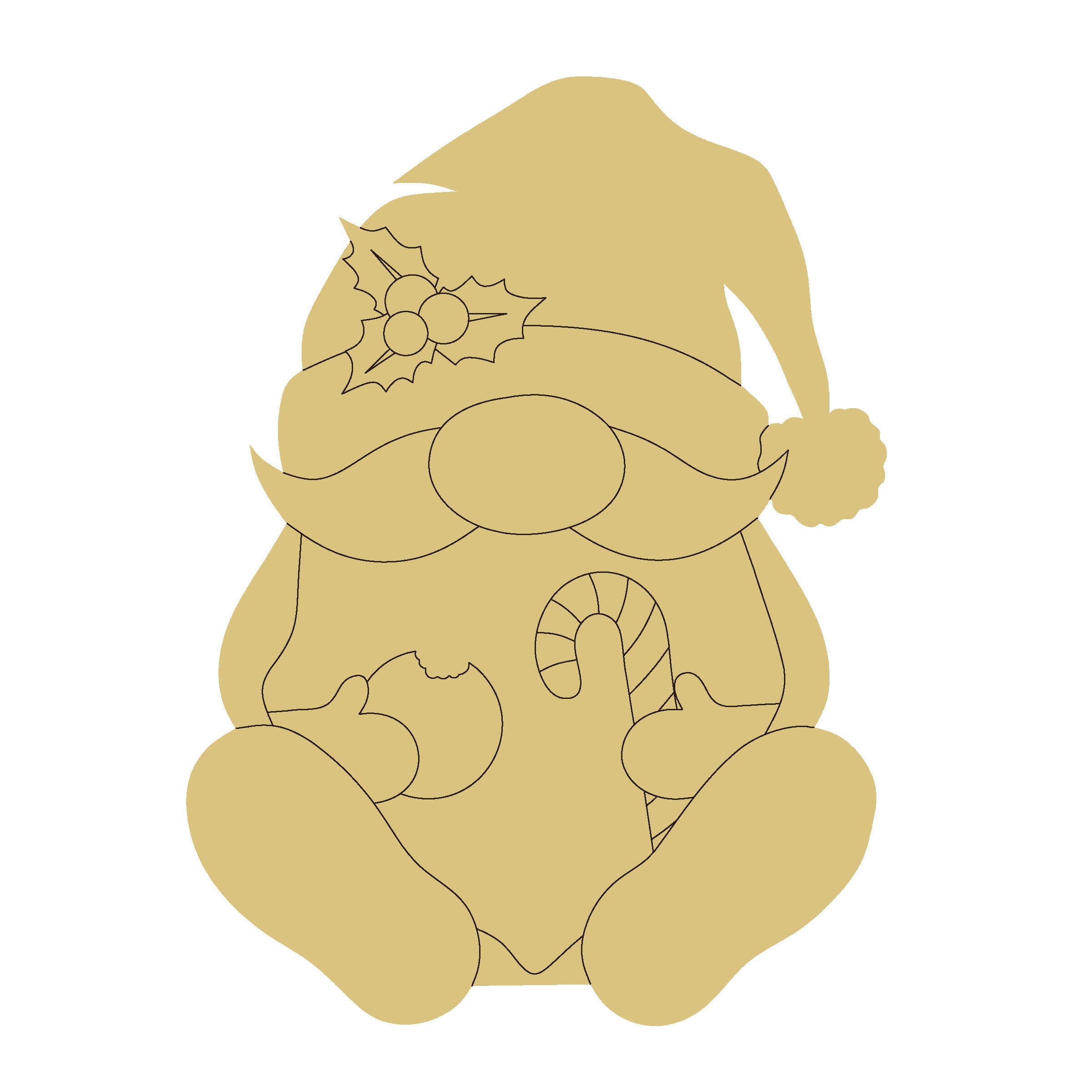 Design By Line Santa MDF Cutout With Candy Cane And Cookie Detail