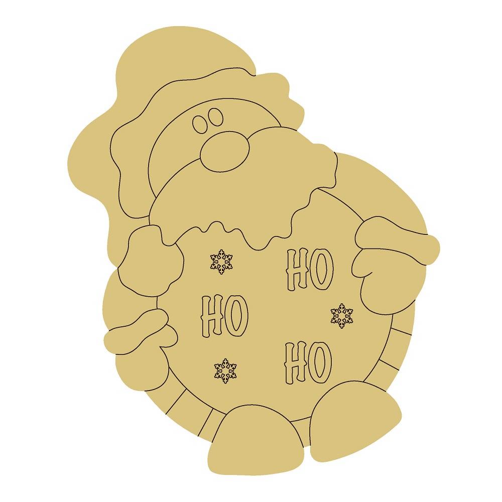 Design By Line Santa MDF Cutout Ho Ho Ho Cookie - Unfinished For DIY