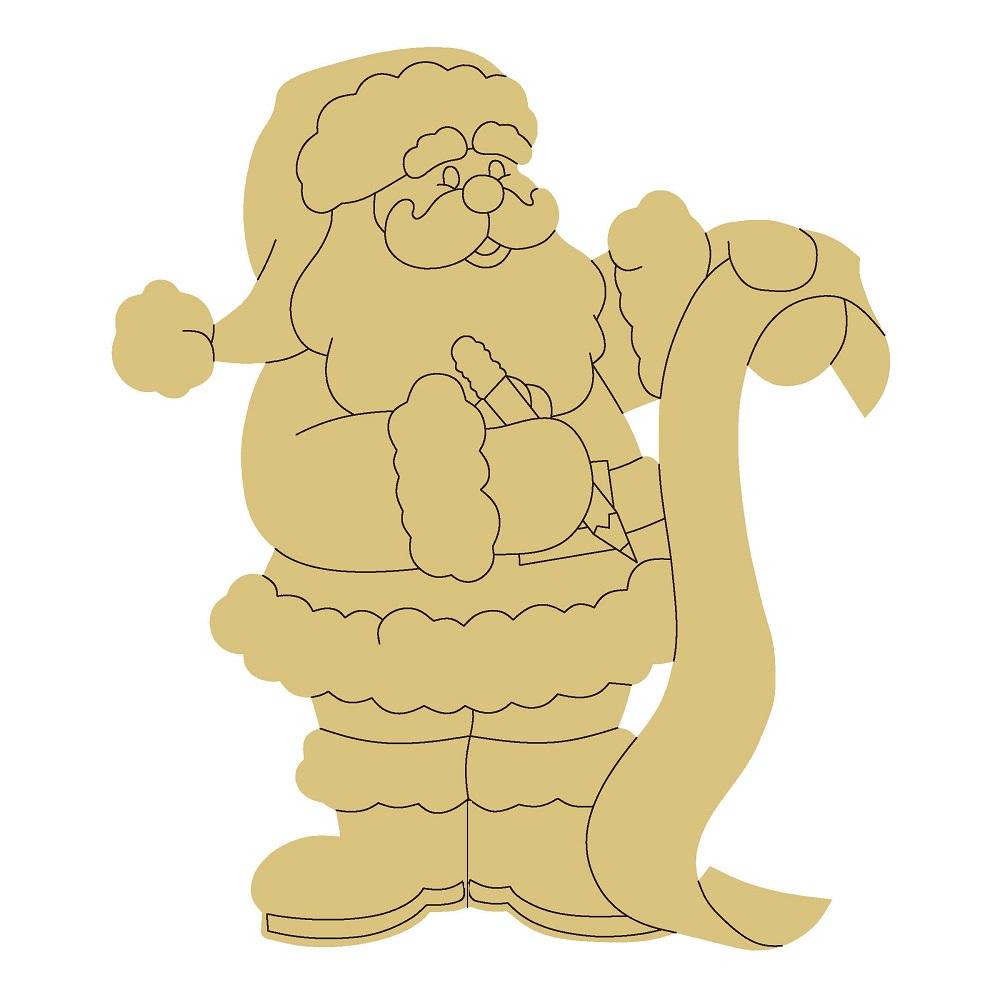 Design By Line Santa MDF Cutout Making a list - Unfinished For DIY
