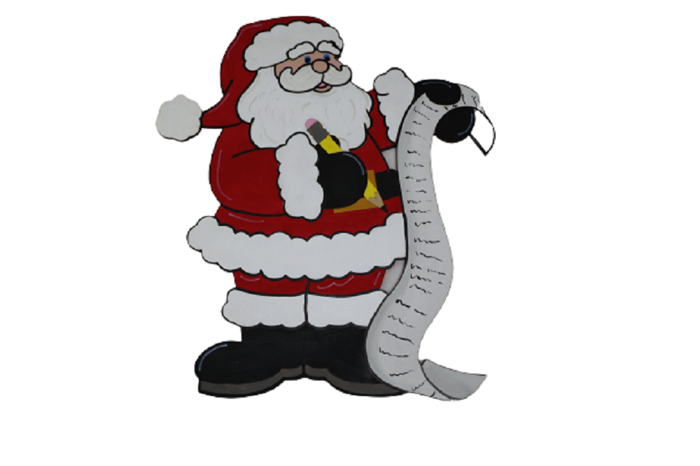 Design By Line Santa MDF Cutout Making a list - Unfinished For DIY