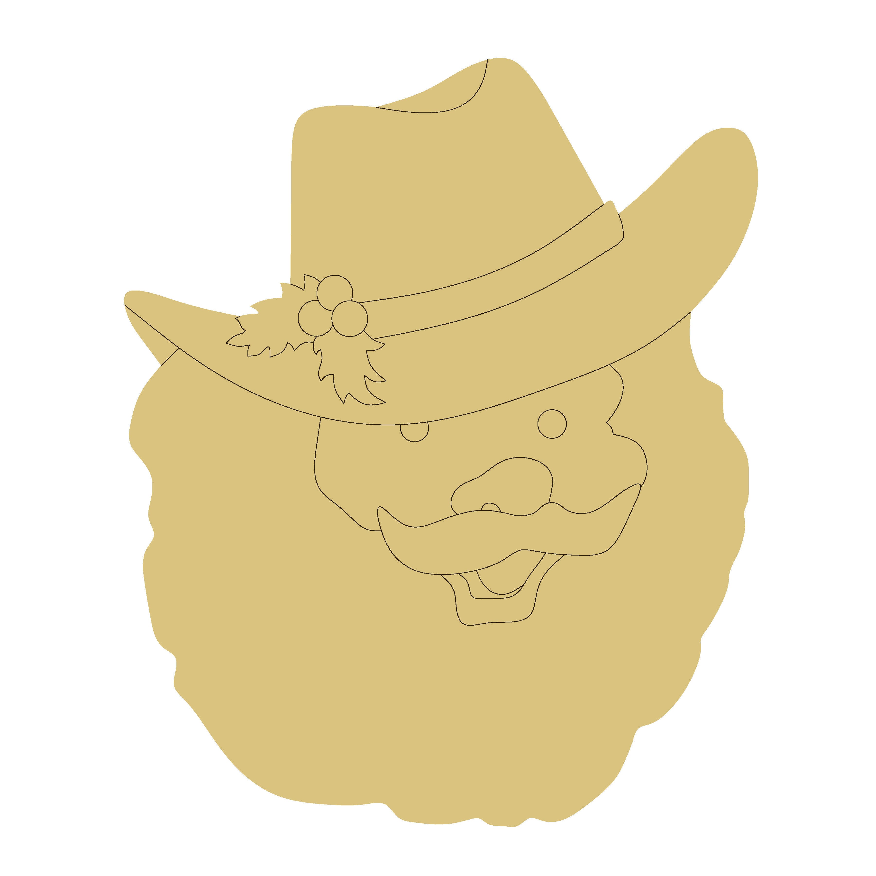 Santa- Cowboy  Design Line Cutout – Unfinished MDF Craft Blank | Etched Lines for Easy DIY Painting | Made in USA by Diverse Woodworking