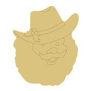Design By Line Santa MDF Cutout With Cowboy Hat And Holly - Unfinished For DIY