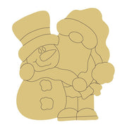 Design By Line Silhouette MDF Cutout Santa And Snowman - Christmas Hug Scene - Unfinished For DIY