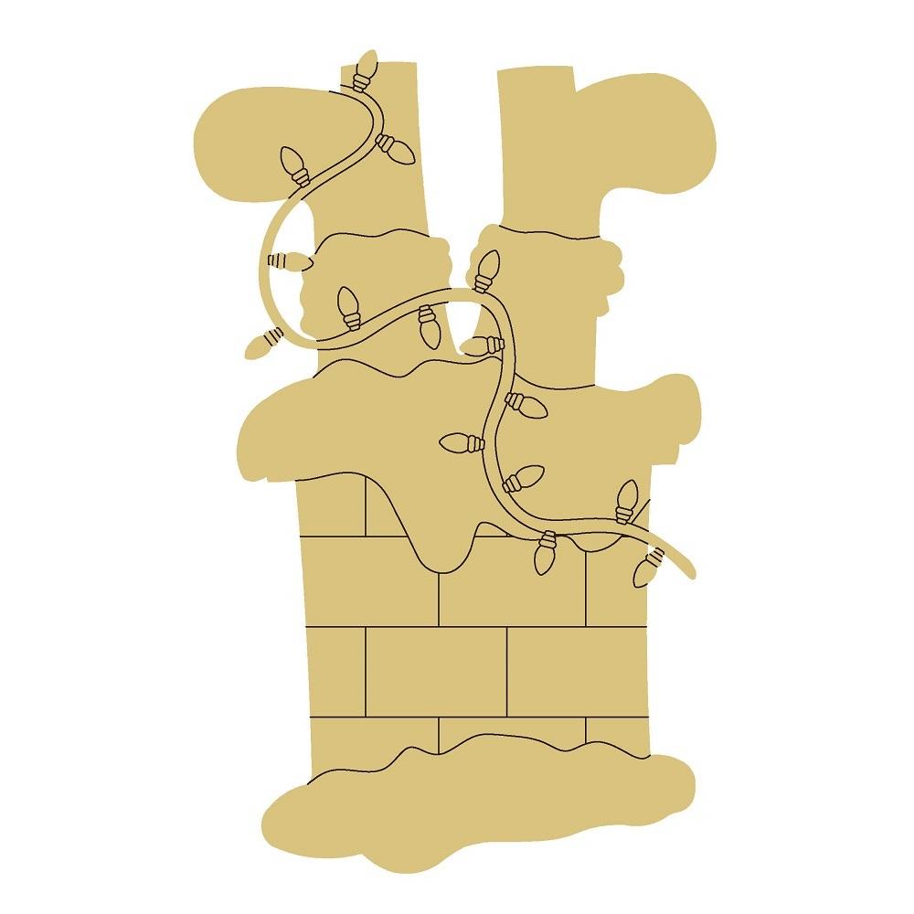 Design By Line Chimney MDF Cutout Santa Stuck In Chimney - Unfinished For DIY