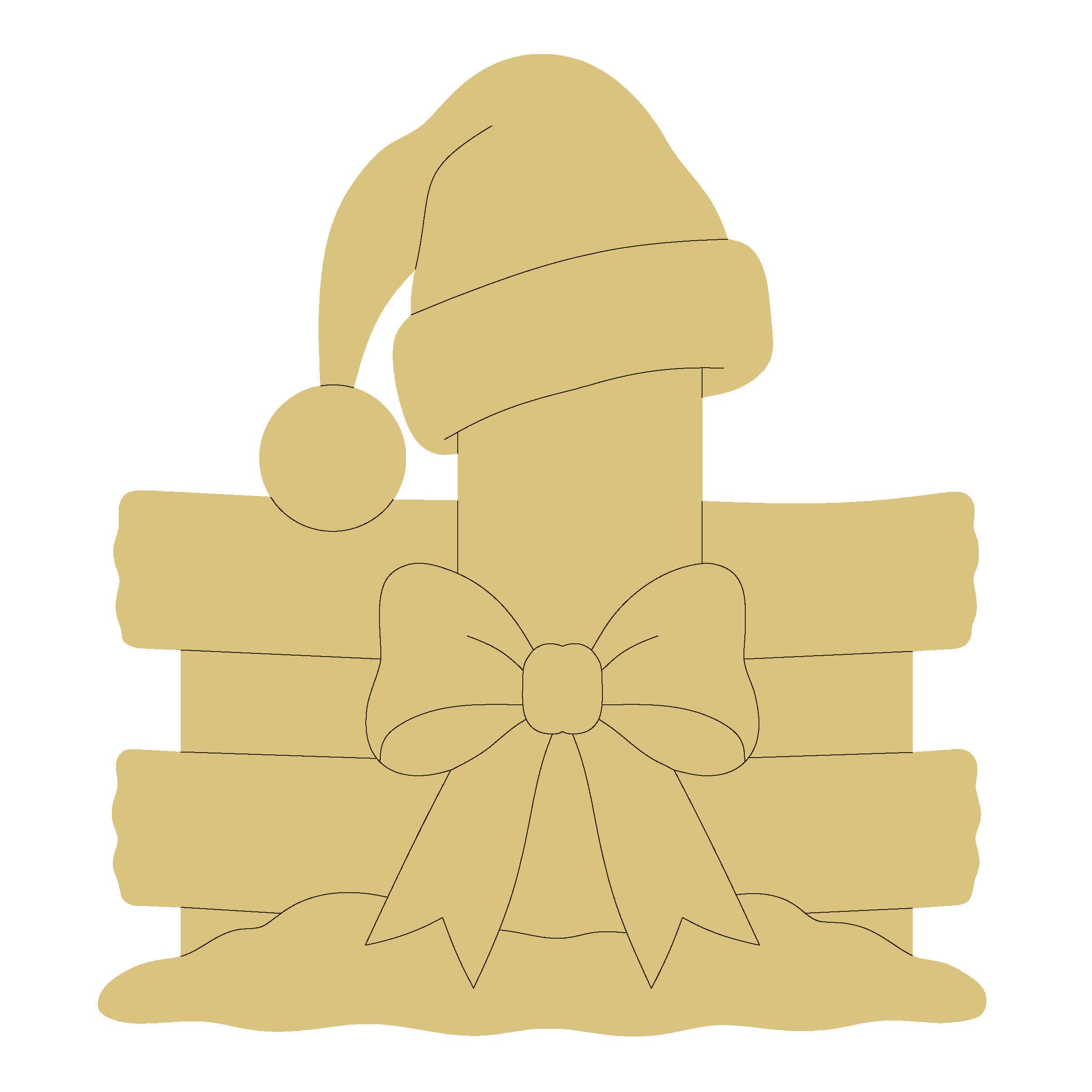 Design By Line Santa Hat Fence Post  MDF Cutout Silhouette - Unfinished For DIY