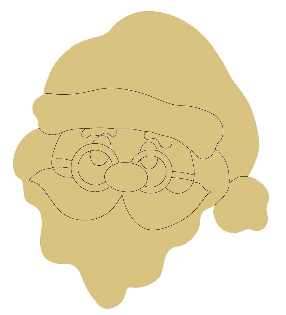 Santa Head Design By Line Unfinished Wood Cutout Style 11