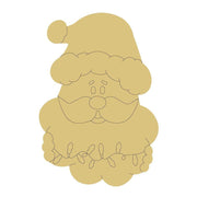 Design By Line Santa Silhouette MDF Cutout Santa Head With Lights - Unfinished For DIY