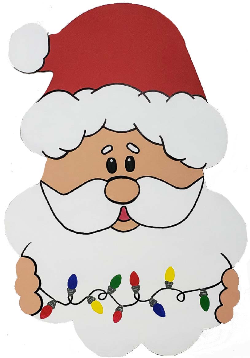 3D Design By Line Santa Head MDF Cutout Santa Claus Face - Unfinished For DIY