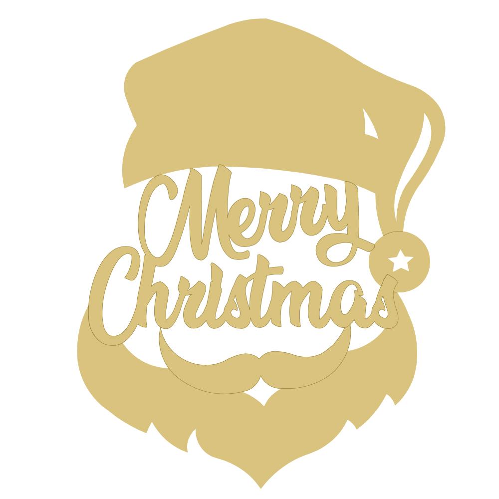 Design By Line Santa Head MDF Cutout Merry Christmas - Unfinished For DIY