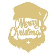 Design By Line Santa Head MDF Cutout Merry Christmas - Unfinished For DIY