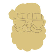 Design By Line Santa Head MDF Cutout Sunglasses And Beard - Unfinished For DIY