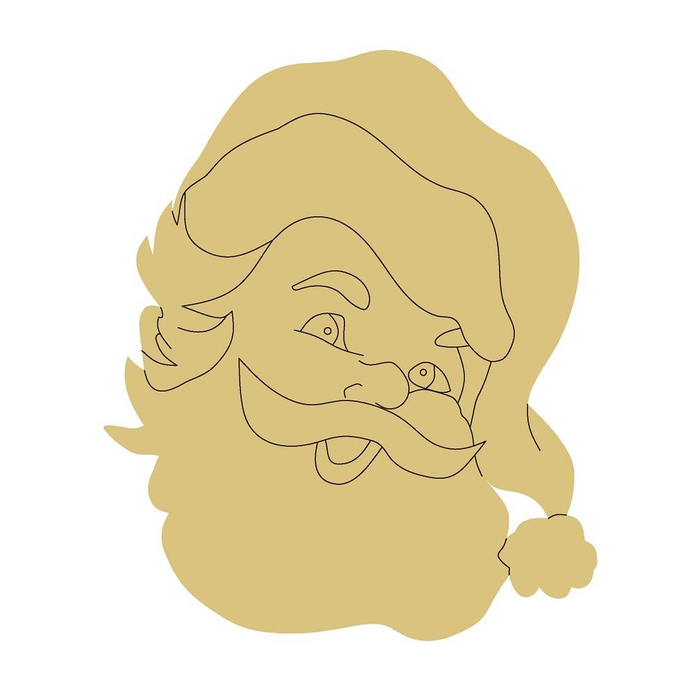 Design By Line Santa Head MDF Cutout Bearded Silhouette - Unfinished For DIY