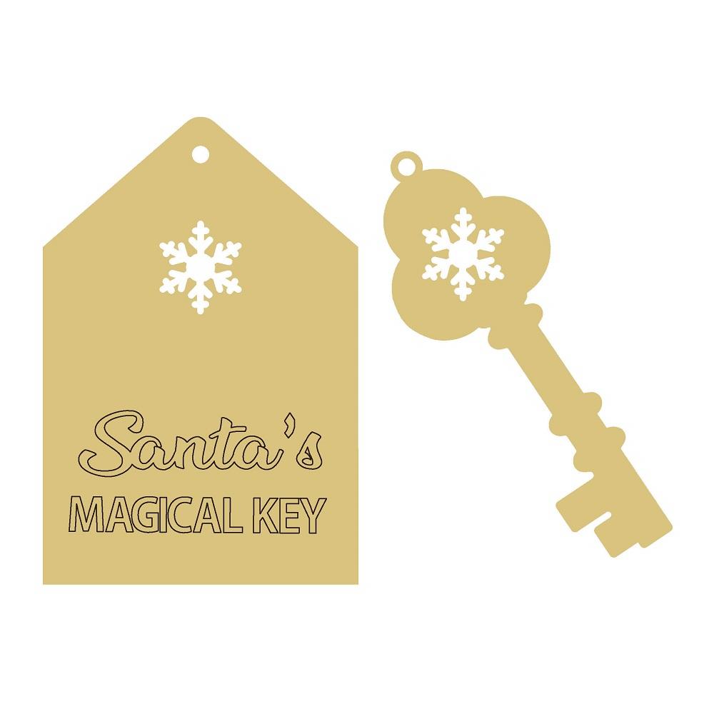 Design By Line Tag MDF Cutout Santa's Magical Key Style 2 - Unfinished For DIY