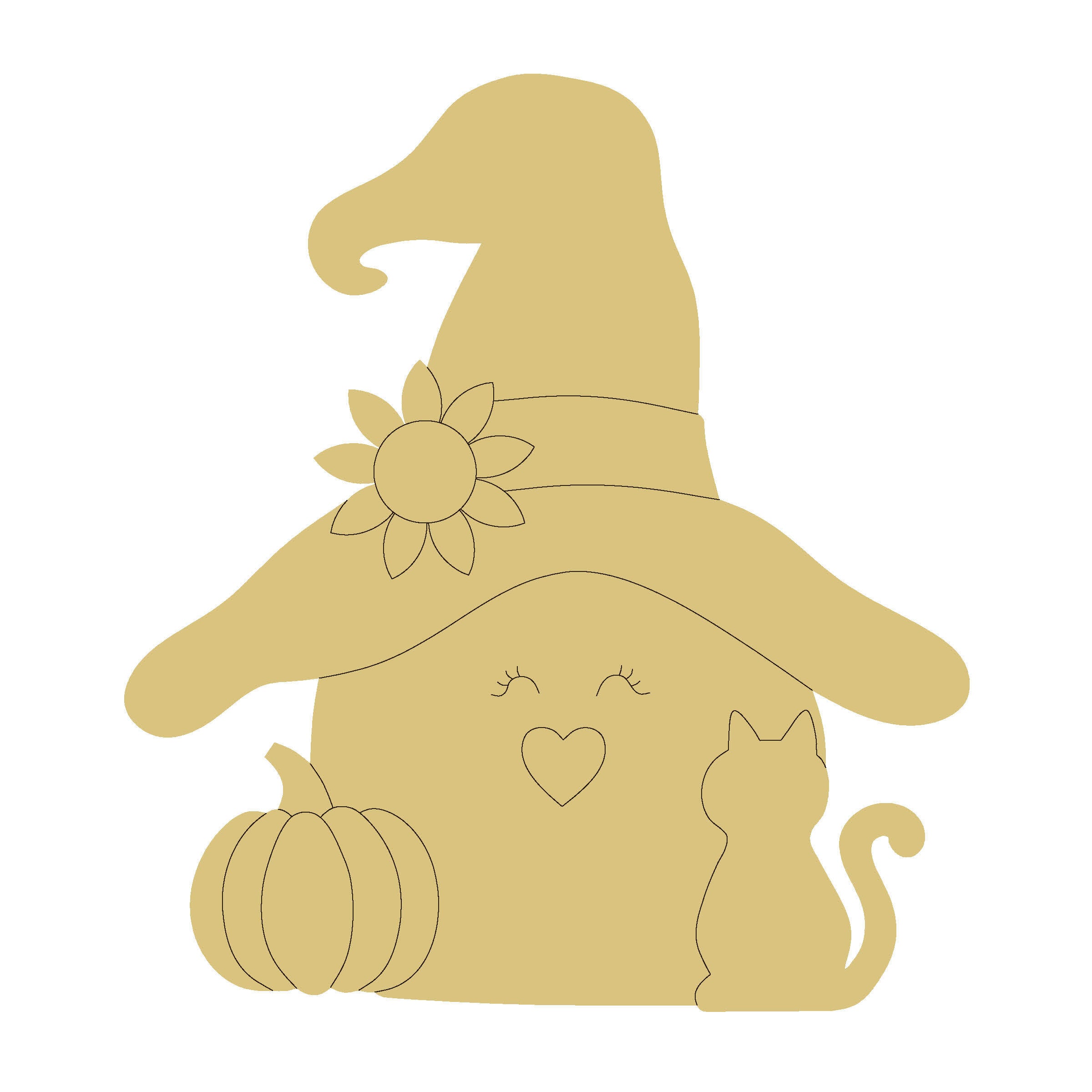 Design By Line Fall Scarecrow  MDF Cutout Silhouette - Unfinished For DIY