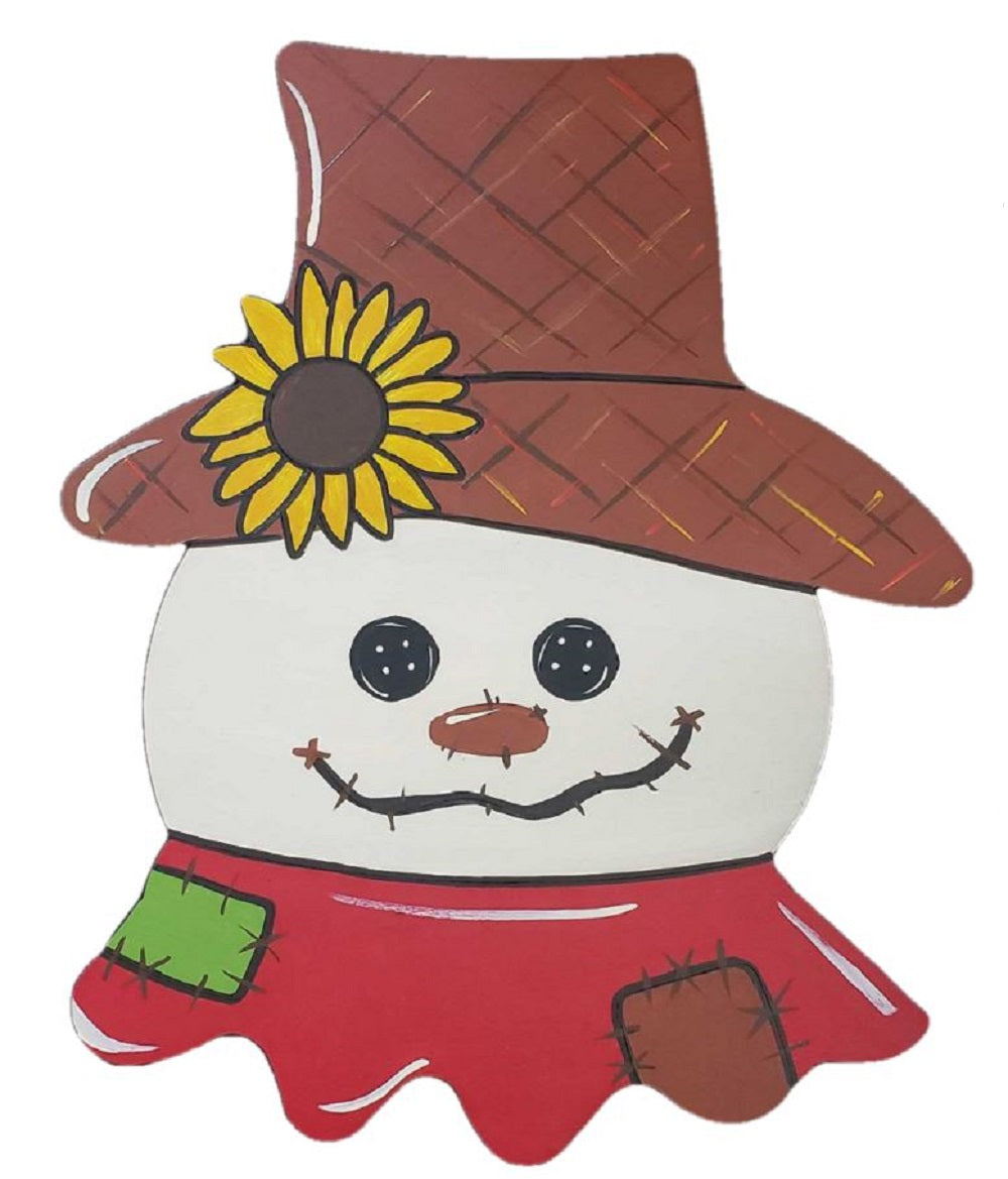 Design By Line Scarecrow MDF Cutout Sunflower Hat Smiling Face - Unfinished For DIY
