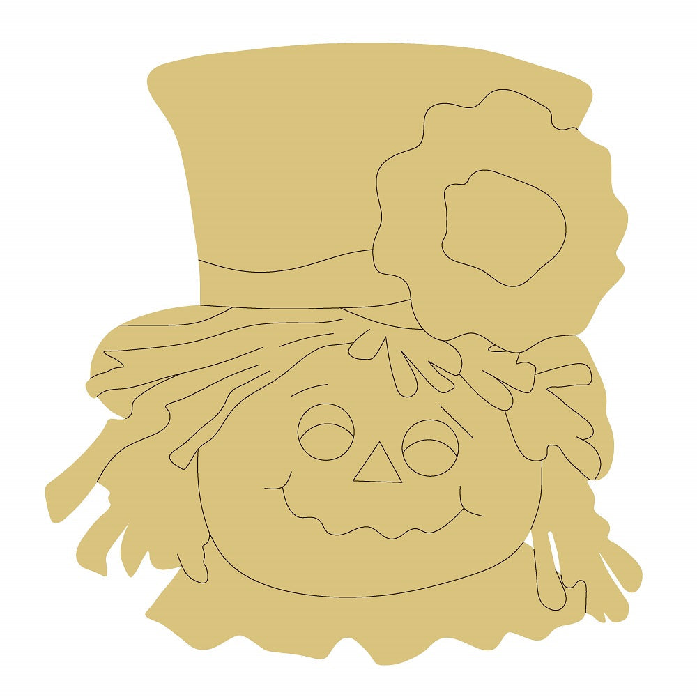 Design By Line Scarecrow MDF Cutout With Hat - Unfinished For DIY