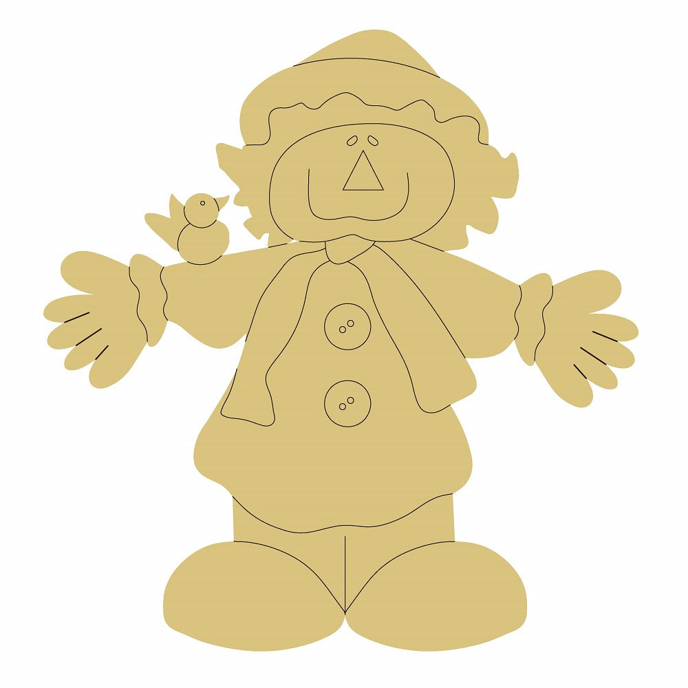 Design By Line Scarecrow MDF Cutout Silhouette With Bird - Unfinished For DIY