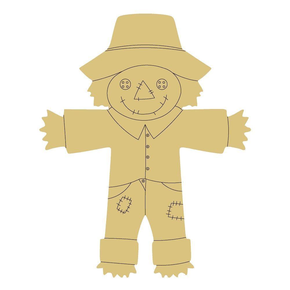 Design By Line Scarecrow MDF Cutout Patchwork Pants And Hat - Unfinished For DIY