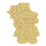Design By Line Scarecrow MDF Cutout Silhouette With Flower Hat - Unfinished For DIY