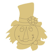 Design By Line Scarecrow MDF Cutout Face With Top Hat And Flower - Unfinished For DIY