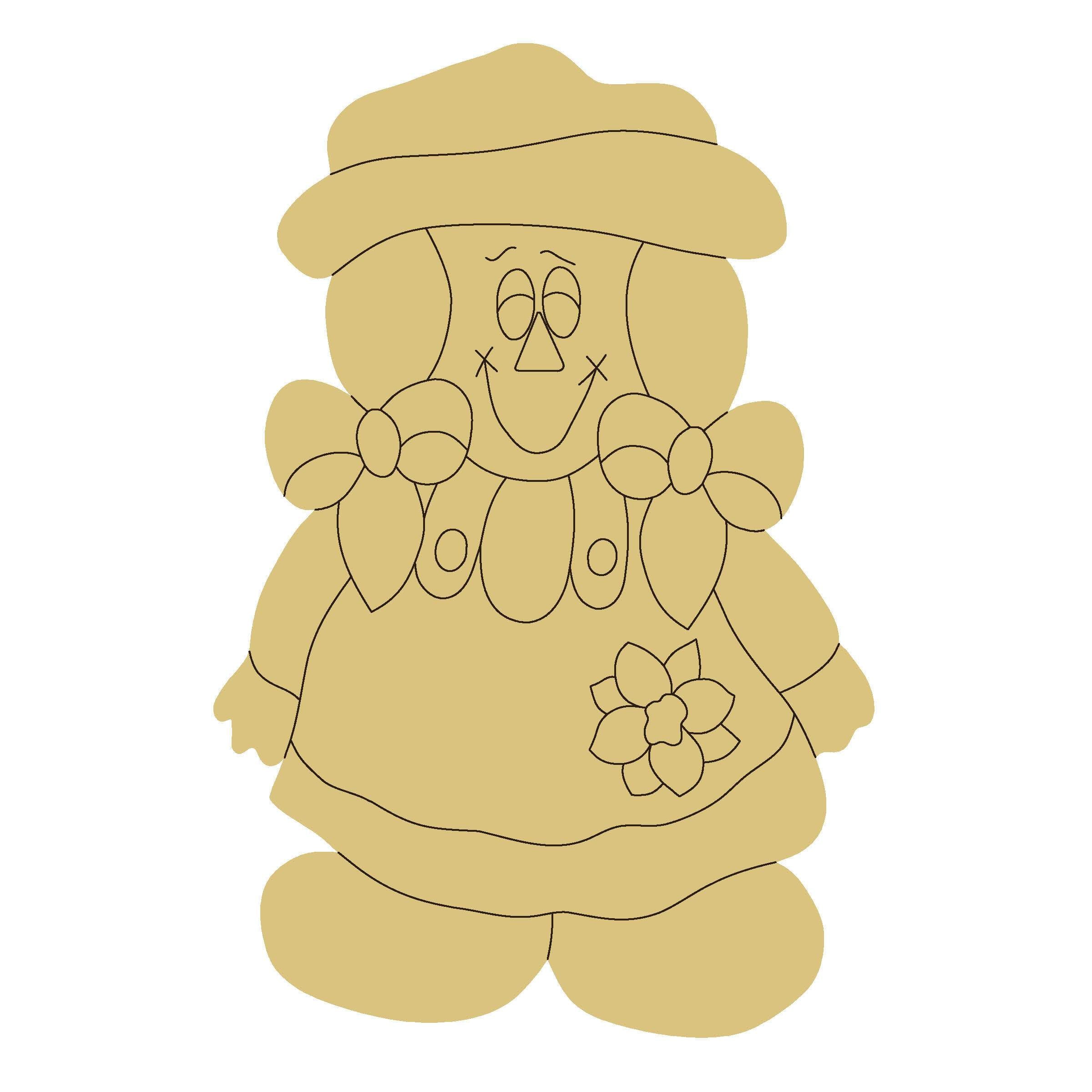 Design By Line Girl Scarecrow MDF Cutout Autumn Decor - Unfinished For DIY