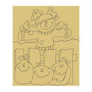 Design By Line Scarecrow MDF Cutout Harvest Scene With Pumpkins And Birds - Unfinished For DIY