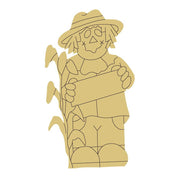 Design By Line Scarecrow MDF Cutout Holding Sign Among Corn Stalks - Unfinished For DIY