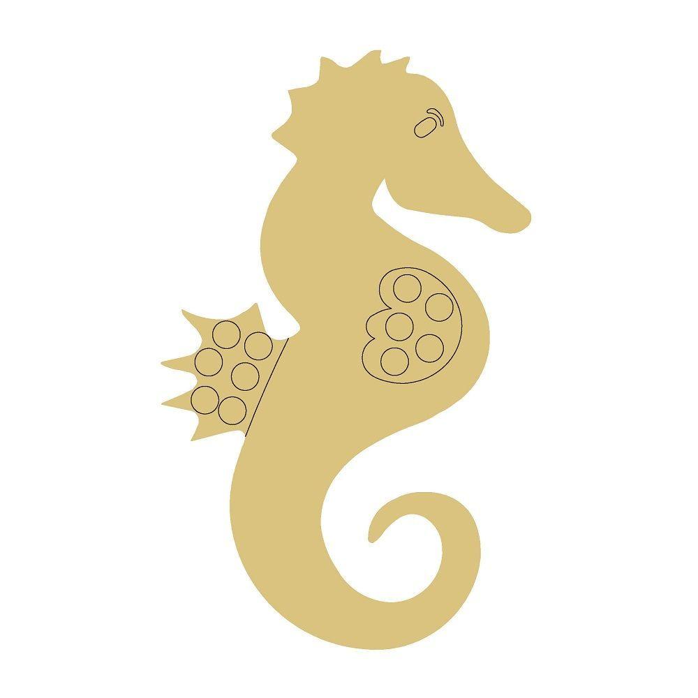 Design By Line Seahorse MDF Cutout Dot Motif - Unfinished For DIY