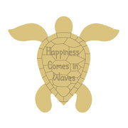 Design By Line Sea Turtle MDF Cutout Happiness Comes In Waves - Unfinished For DIY