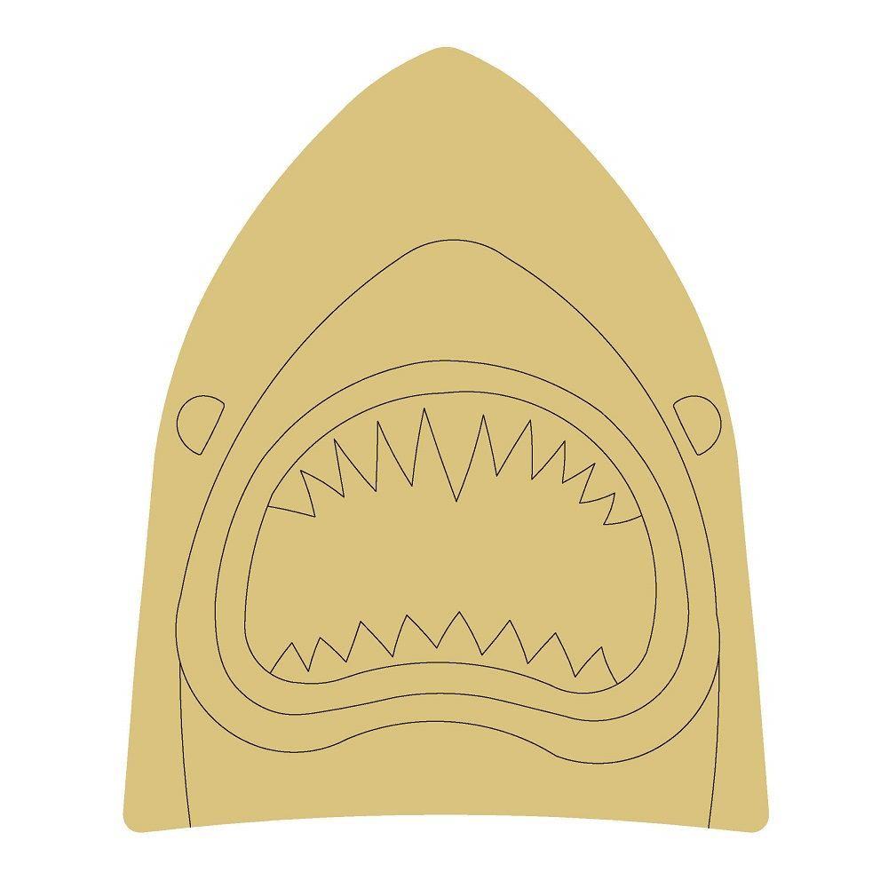 Design By Line Shield MDF Cutout Shark Mouth - Unfinished For DIY