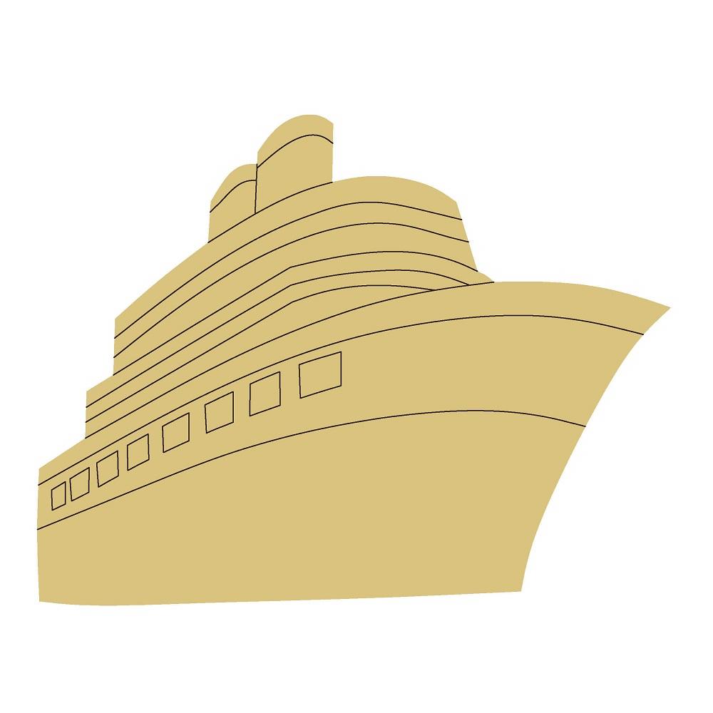 Design By Line Cruise Ship MDF Cutout Silhouette - Unfinished For DIY