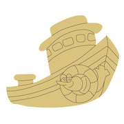 Design By Line Shrimp Boat MDF Cutout Silhouette - Unfinished For DIY