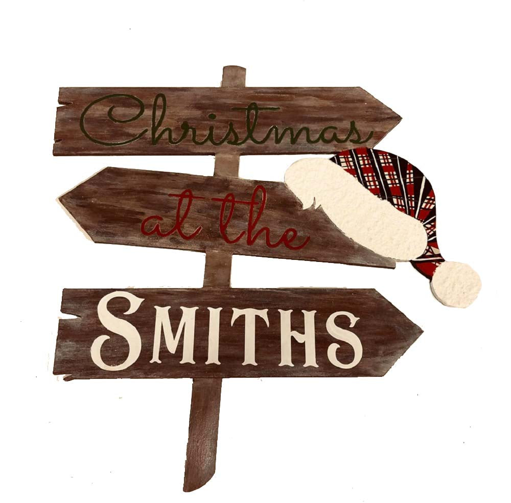 Design By Line Sign Post MDF Cutout Christmas At The Signpost - Unfinished For DIY